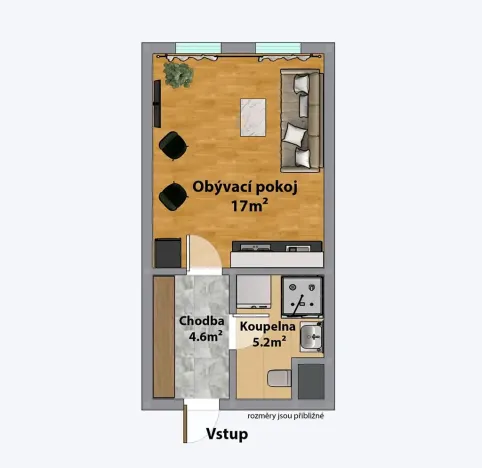 Pronájem bytu 1+kk, Praha - Vinohrady, Záhřebská, 30 m2