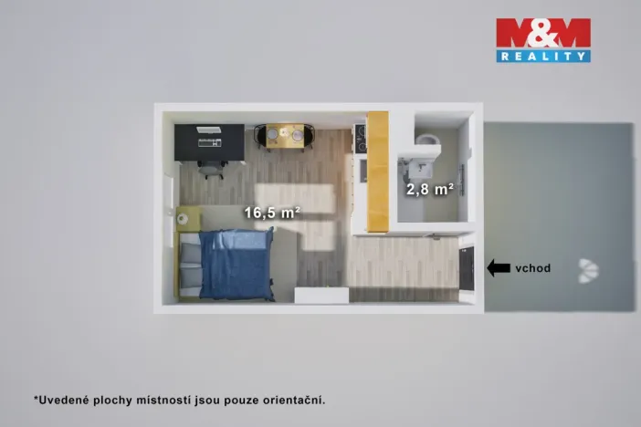 Prodej bytu 1+kk, Ústí nad Labem - Severní Terasa, Glennova, 19 m2