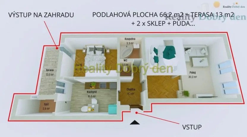 Prodej bytu 2+1, Opava, Tyršova, 66 m2