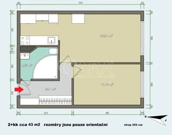 Pronájem bytu 2+kk, Praha - Libuš, K lukám, 43 m2