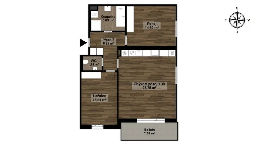 Prodej bytu 3+kk, Pardubice, Na Spravedlnosti, 72 m2