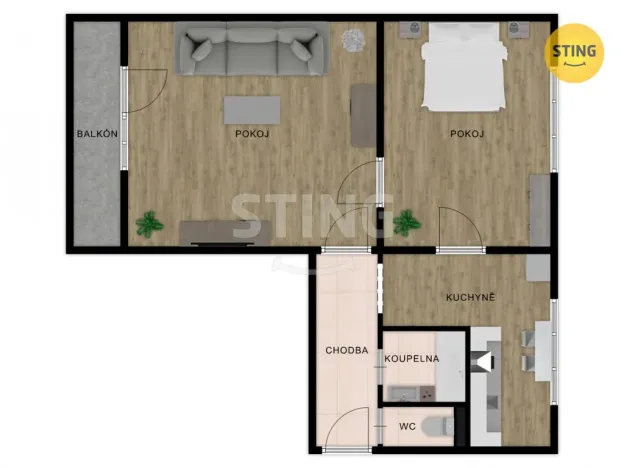 Pronájem bytu 2+1, Mělník, Oldřicha Wenzla, 53 m2