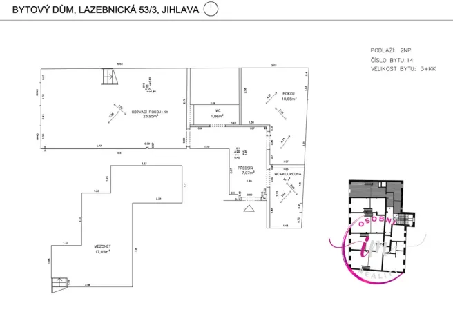 Prodej bytu 2+kk, Jihlava, Lazebnická, 65 m2