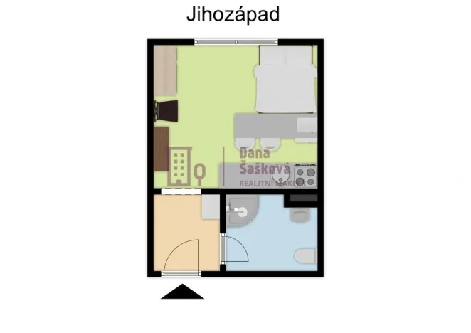 Pronájem bytu 1+kk, Jindřichův Hradec - Jindřichův Hradec II, sídliště U Nádraží, 25 m2
