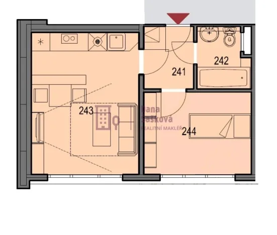 Pronájem bytu 2+kk, Jindřichův Hradec - Jindřichův Hradec III, sídliště Vajgar, 31 m2