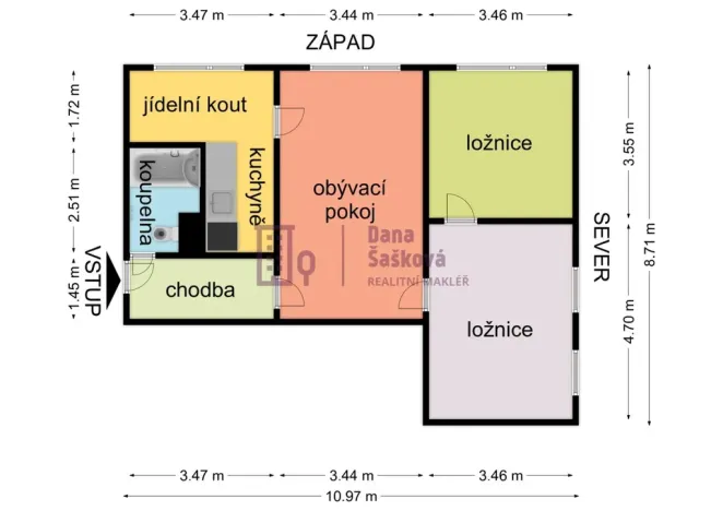 Pronájem bytu 3+1, Jindřichův Hradec - Jindřichův Hradec III, sídliště Vajgar, 68 m2