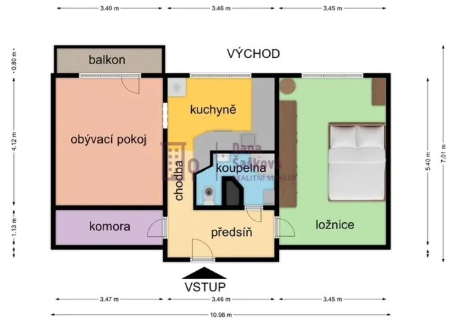 Pronájem bytu 2+1, Jindřichův Hradec - Otín, 59 m2