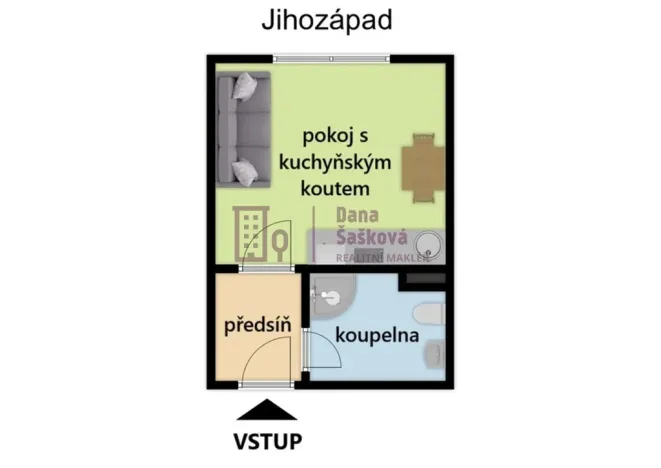 Pronájem bytu 1+kk, Jindřichův Hradec - Jindřichův Hradec II, sídliště U Nádraží, 25 m2
