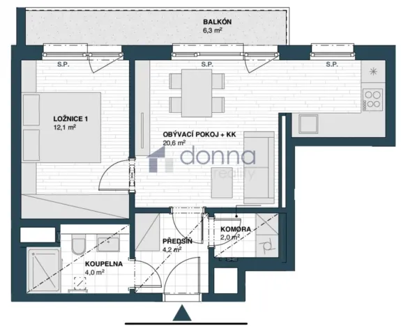 Pronájem bytu 2+kk, Praha, Hodkovická, 47 m2