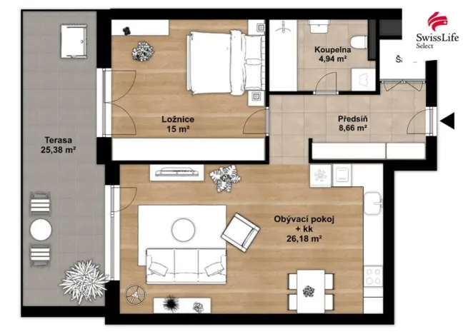 Pronájem bytu 2+kk, Plzeň, Papírnická, 55 m2