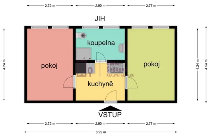 Pronájem bytu 2+1, Jindřichův Hradec - Jindřichův Hradec II, Miřiovského, 35 m2