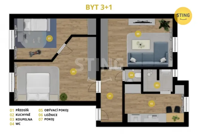 Prodej bytu 3+1, Opava, Komenského, 69 m2