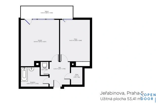 Pronájem bytu 2+kk, Praha - Motol, Jeřabinová, 50 m2