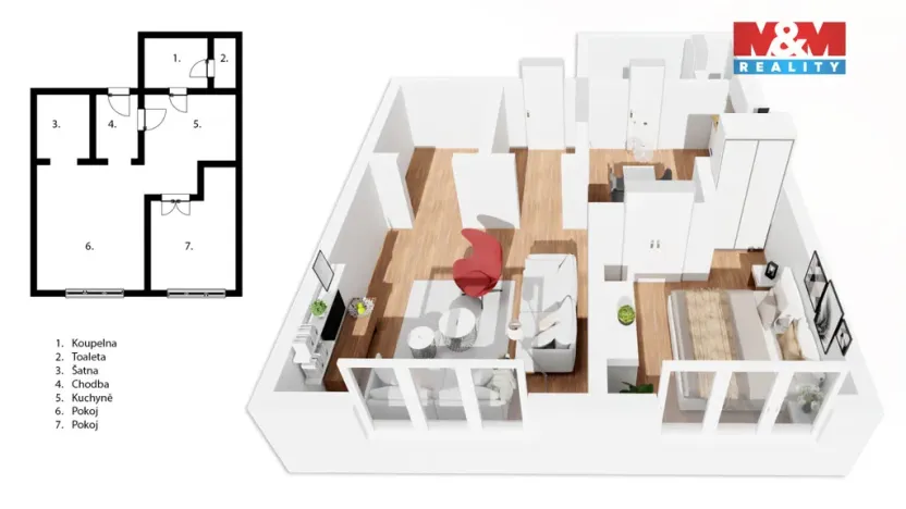 Prodej bytu 2+1, Moravská Třebová - Město, nám. T. G. Masaryka, 60 m2