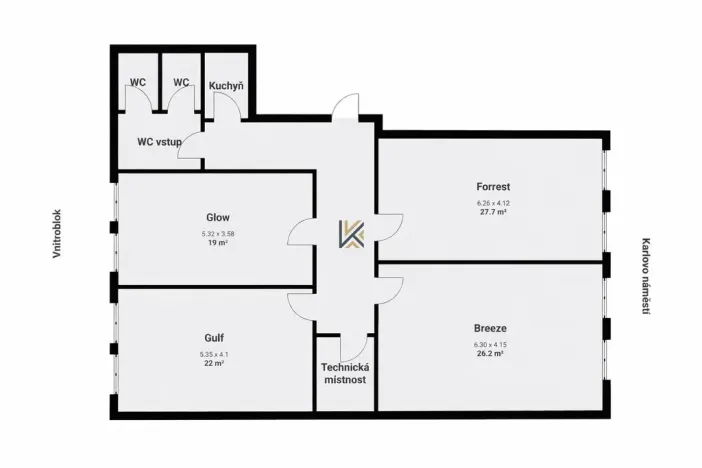 Pronájem kanceláře, Praha, Karlovo náměstí, 129 m2