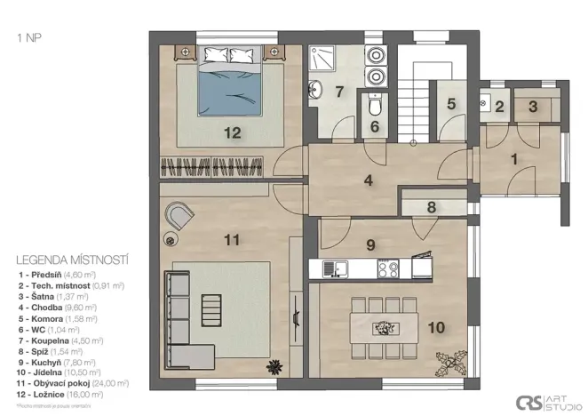 Pronájem rodinného domu, Hajany, 158 m2