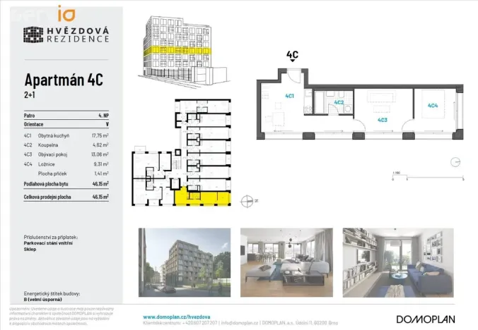 Pronájem bytu 2+1, Brno, Hvězdová, 46 m2