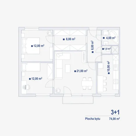 Prodej bytu 3+1, Brno - Líšeň, Štefáčkova, 74 m2
