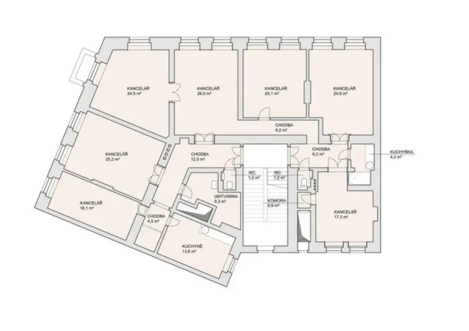 Pronájem kanceláře, Praha - Nové Město, Na struze, 212 m2