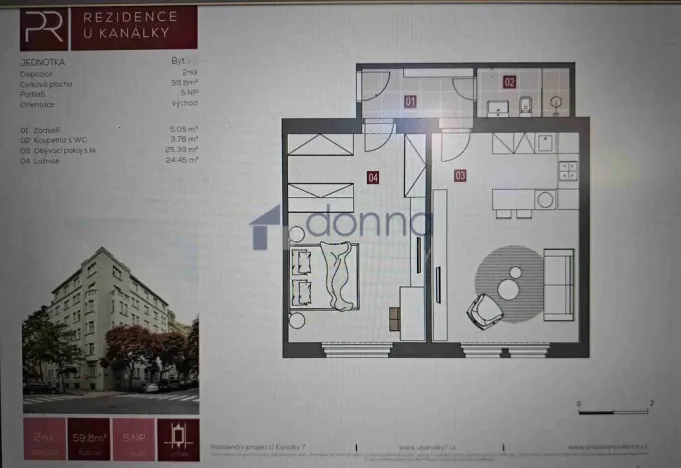 Pronájem bytu 2+kk, Praha, U Kanálky, 60 m2