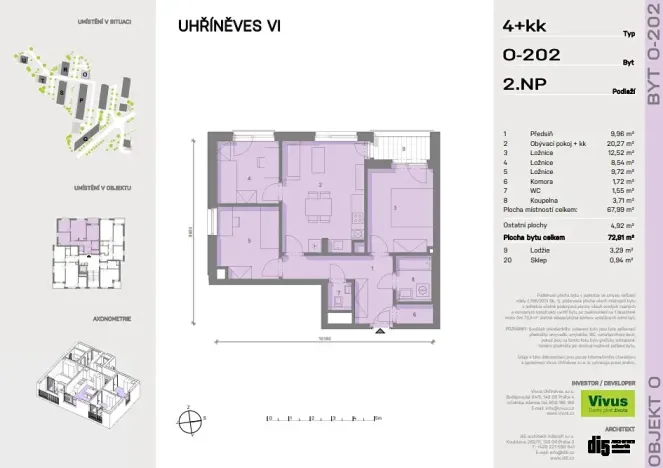 Prodej bytu 4+kk, Praha - Uhříněves, Karla Guta, 74 m2