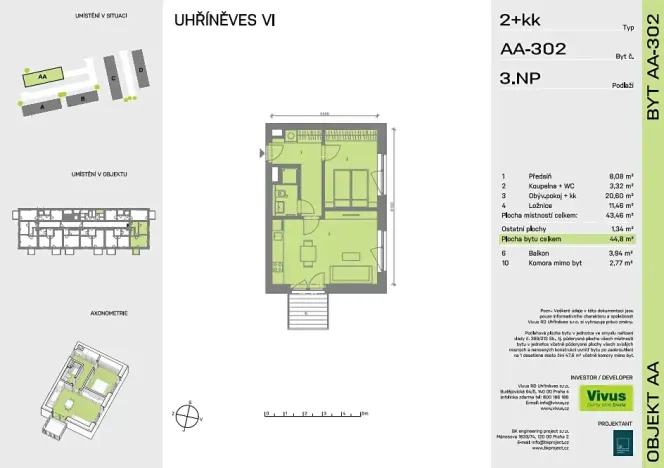 Prodej bytu 2+kk, Praha - Uhříněves, Karla Guta, 48 m2