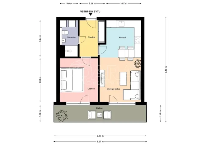 Pronájem bytu 2+kk, Praha - Košíře, Naskové, 53 m2