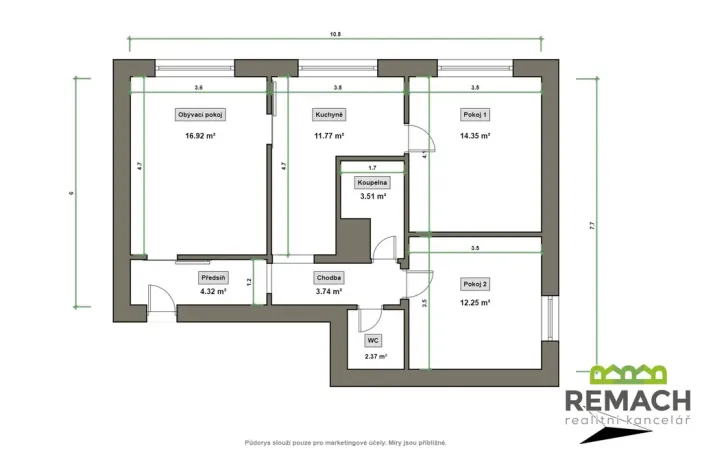 Prodej bytu 3+1, Uherské Hradiště, 28. října, 72 m2