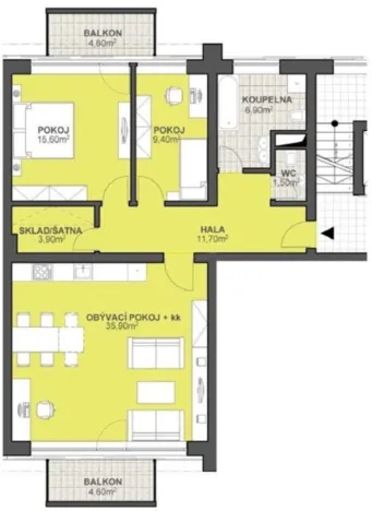 Pronájem bytu 3+kk, Jihlava, Demlova, 86 m2