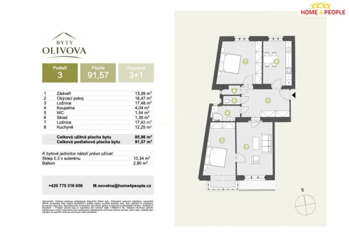 Prodej bytu 3+1, Říčany, Olivova, 92 m2