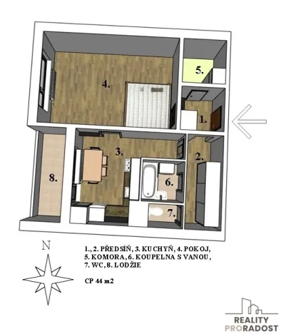 Pronájem bytu 1+1, Brno, Horácké náměstí, 44 m2