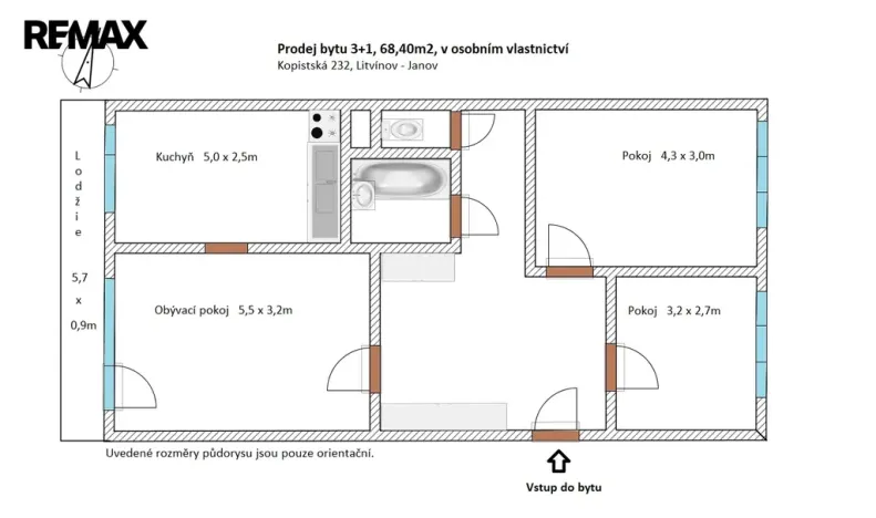 Prodej bytu 3+1, Litvínov - Janov, Kopistská, 68 m2