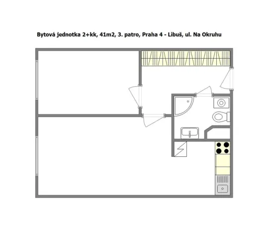 Pronájem bytu 2+kk, Praha - Písnice, Na okruhu, 41 m2