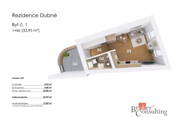 Prodej bytu 1+kk, Dubné, 34 m2