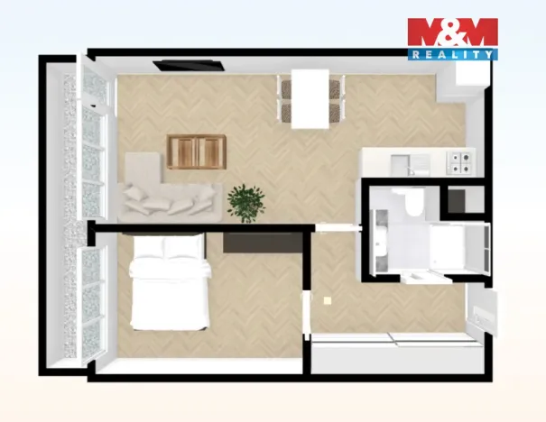 Pronájem bytu 2+kk, Praha - Braník, Novodvorská, 40 m2