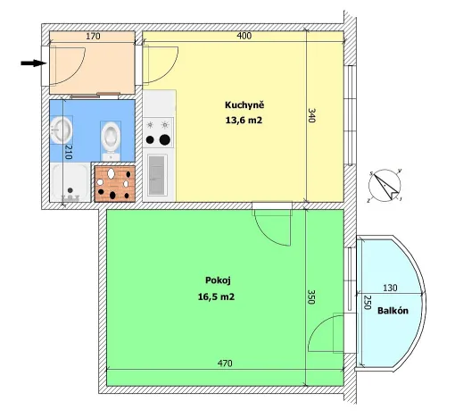 Prodej bytu 1+1, Český Krumlov - Nádražní Předměstí, Za Nádražím, 38 m2