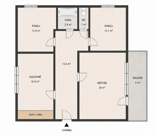 Prodej bytu 3+1, Řenče, 74 m2