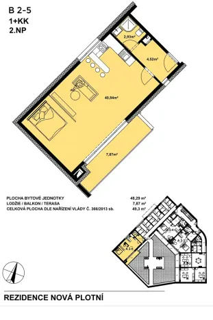 Pronájem bytu 2+kk, Brno, Plotní, 49 m2