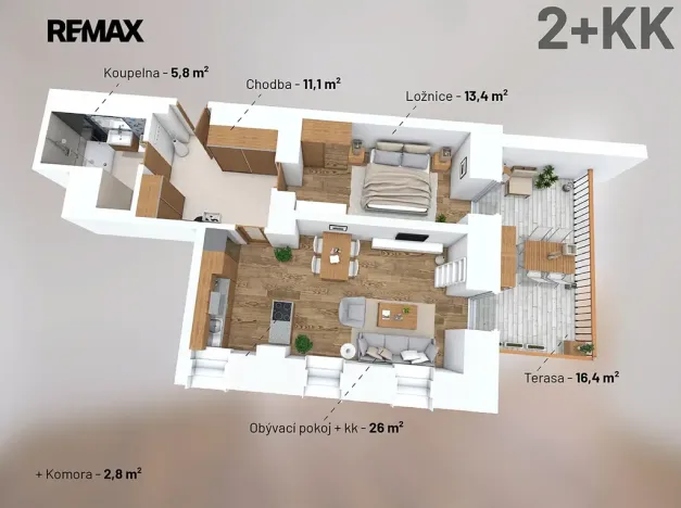 Prodej bytu 2+kk, Svoboda nad Úpou, Nádražní, 56 m2