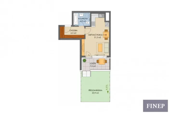 Prodej bytu 1+kk, Praha - Hlubočepy, Voskovcova, 33 m2