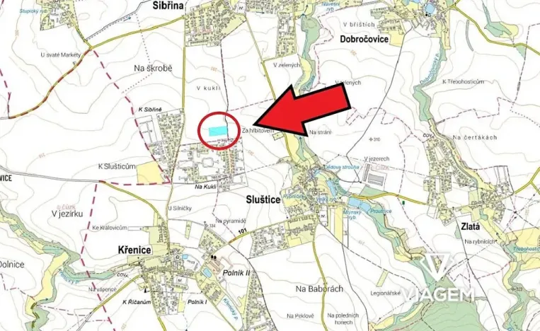 Prodej podílu pole, Sibřina, 3857 m2