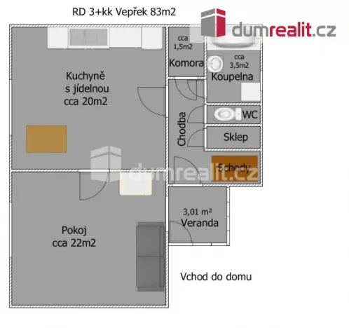 Prodej rodinného domu, Nová Ves - Vepřek, 83 m2