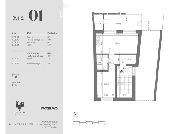 Prodej bytu 2+kk, Ivančice, 45 m2