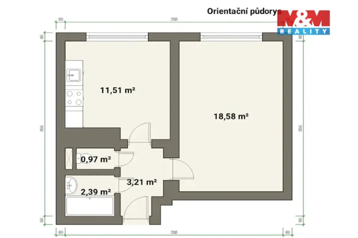 Pronájem bytu 1+1, Neratovice, Dr. E. Beneše, 37 m2
