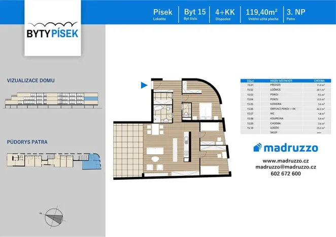 Prodej bytu 4+kk, Písek, V Portyči, 119 m2