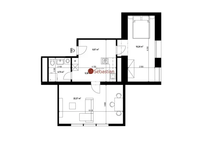 Pronájem bytu 2+1, Teplice - Trnovany, Antonína Sochora, 59 m2