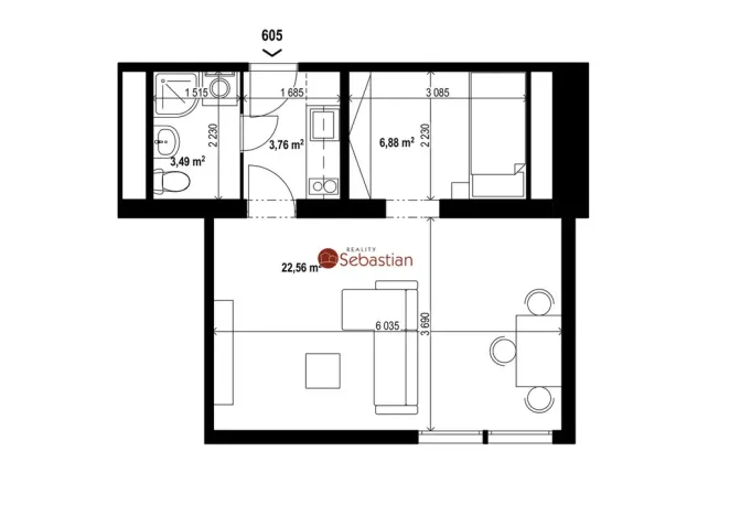 Pronájem bytu 1+1, Teplice - Trnovany, Antonína Sochora, 36 m2