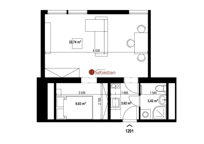 Pronájem bytu 1+1, Teplice - Trnovany, Antonína Sochora, 36 m2