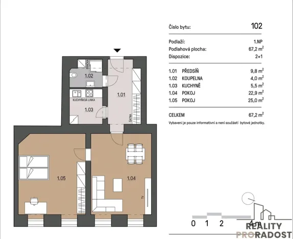 Pronájem bytu 2+1, Brno, Vlhká, 67 m2