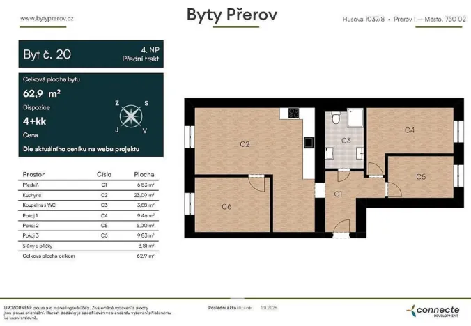 Pronájem bytu 4+kk, Přerov - Přerov I-Město, Husova, 63 m2